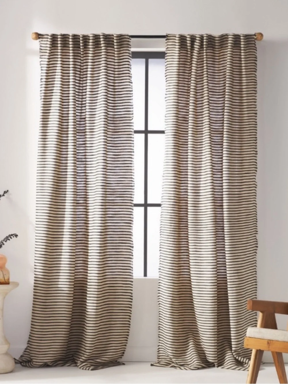 Anthropologie 96” Luxe Linen Blend Woven Curtain
